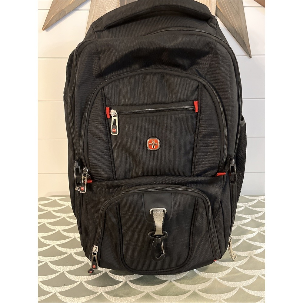 Swisswin Star Cloud 17.3" Rolling Laptop Backpack Wheeled Travel Bag Case Black